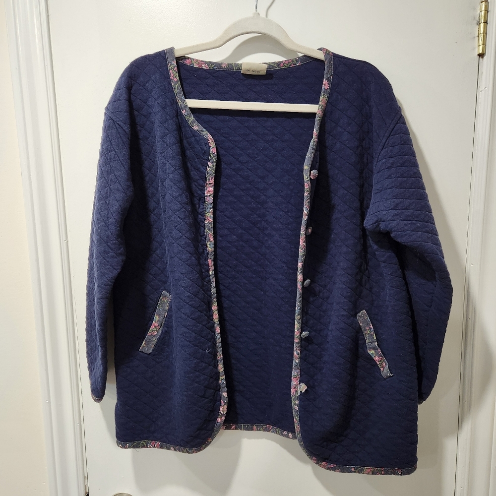 Vintage Lady Footlocker Navy Quilted Cardigan